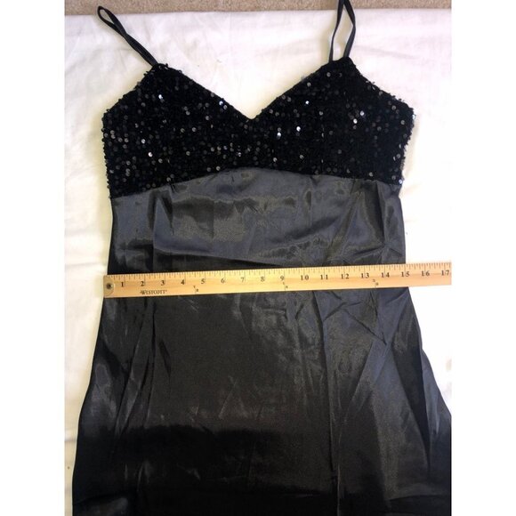 Maxi Dress Womens Size M Black Strapless Satin Sequins Prom Formal Evening Event - Picture 5 of 7